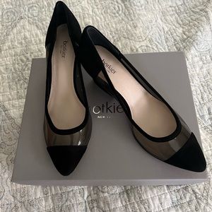 Botkier Sadie black suede and clear heels